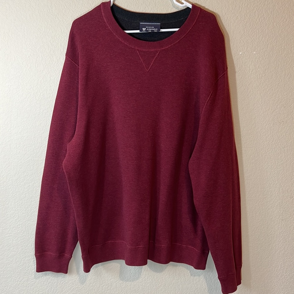 CREMIEUX MEN’S REVERSIBLE CREWNECK GRAY AND WINE SWEATER / SIZE 2XL